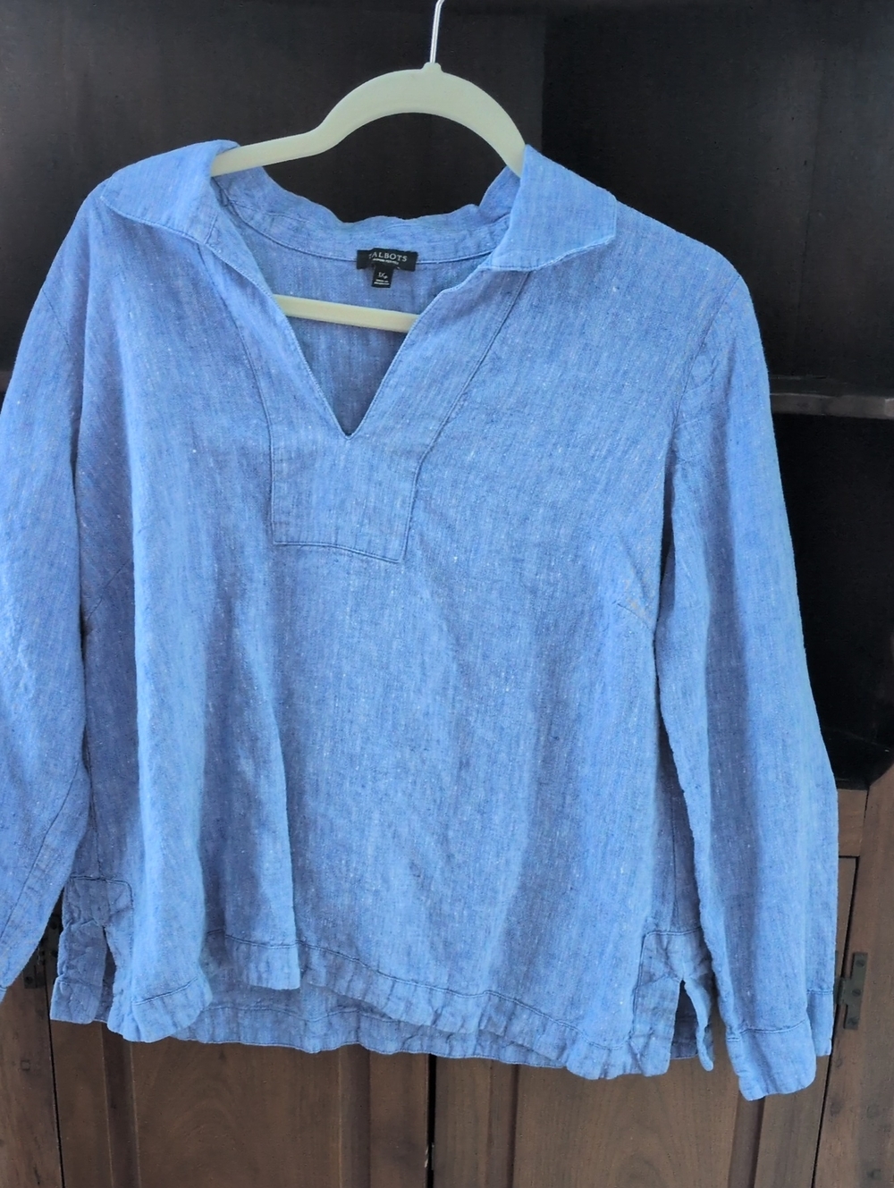 Talbots Light Blue Linen V-Slit Tunic - Size 1XP